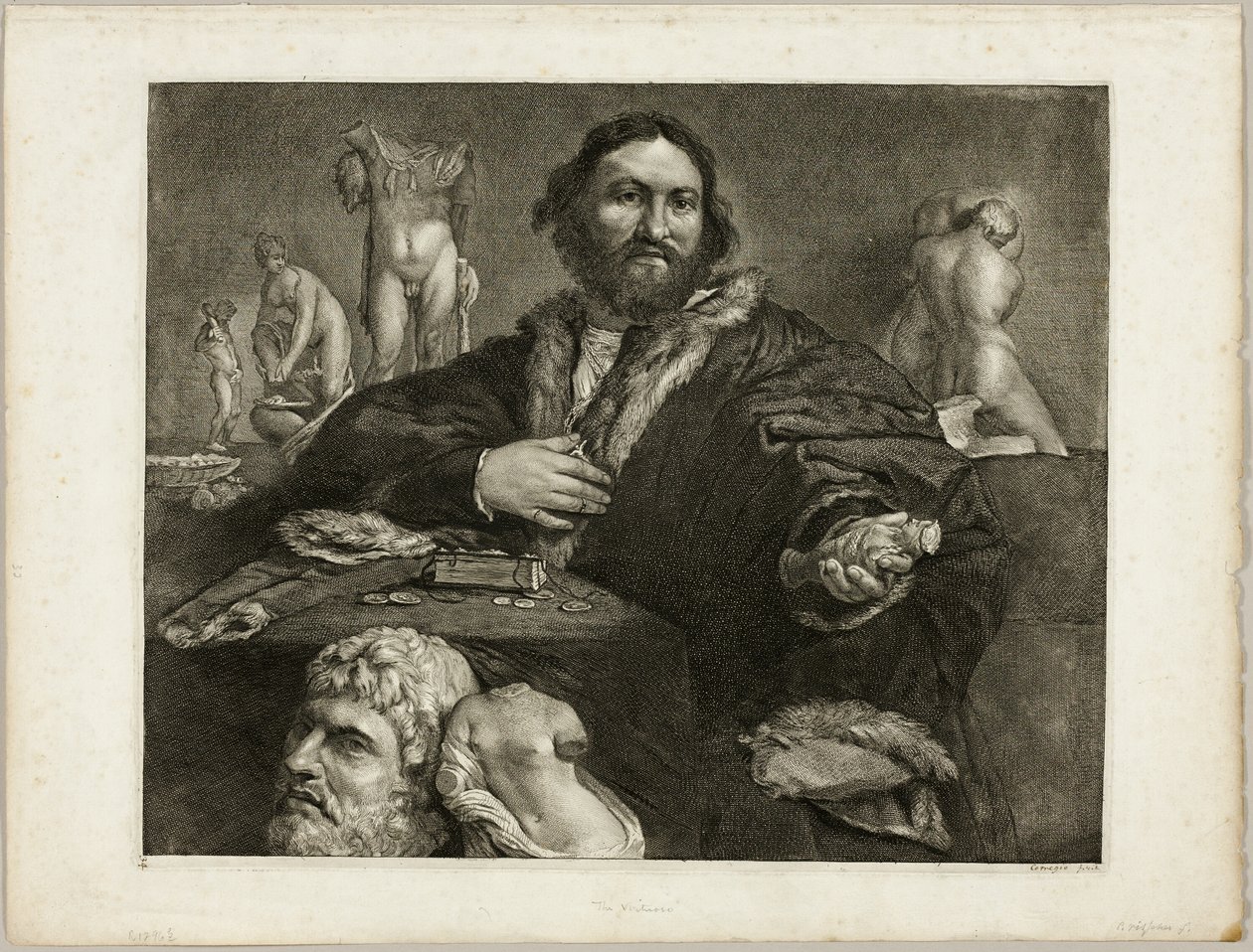 Retrato de Andrea Odoni, del Gabinete Reynst; Variarum imaginum a celeberrimis artificibus pictarum Caelaturae de Cornelis Visscher