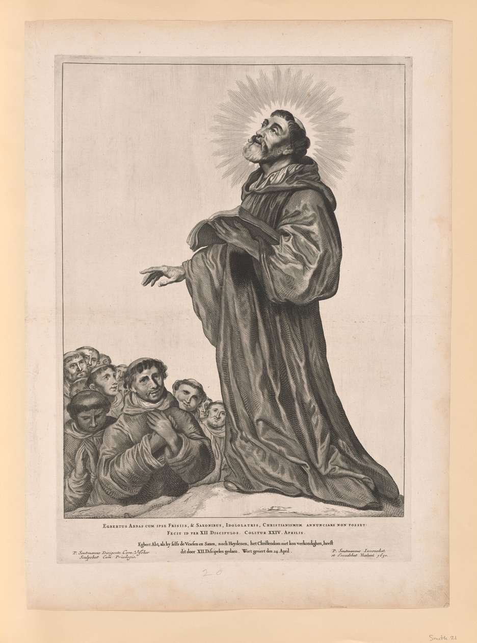 San Egberto Abad, de Santos de los Países Bajos del Norte y del Sur de Cornelis Visscher