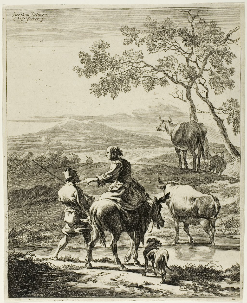 Mujer en un burro de Cornelis Visscher