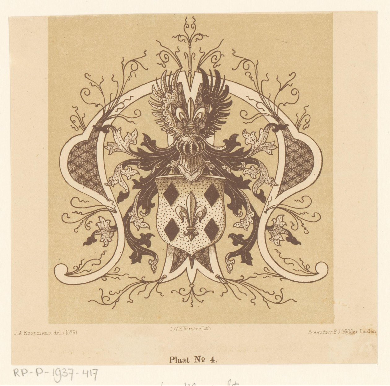 Escudo heráldico de la familia Van Mansvelt de Cornelis Willem Hendrik Verster van Wulverhorst