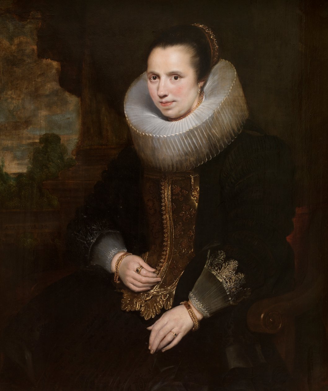 Elisabeth Hoegaerts (óleo sobre lienzo) (pareja a 471109) de Cornelis de (attr. to) Vos