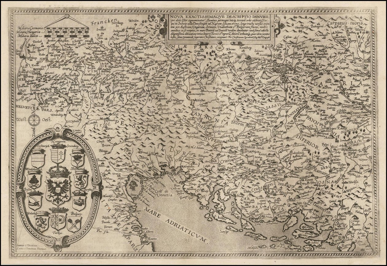 Mapa del Danubio de 1593 por Cornelis de Jode de Cornelis de Jode