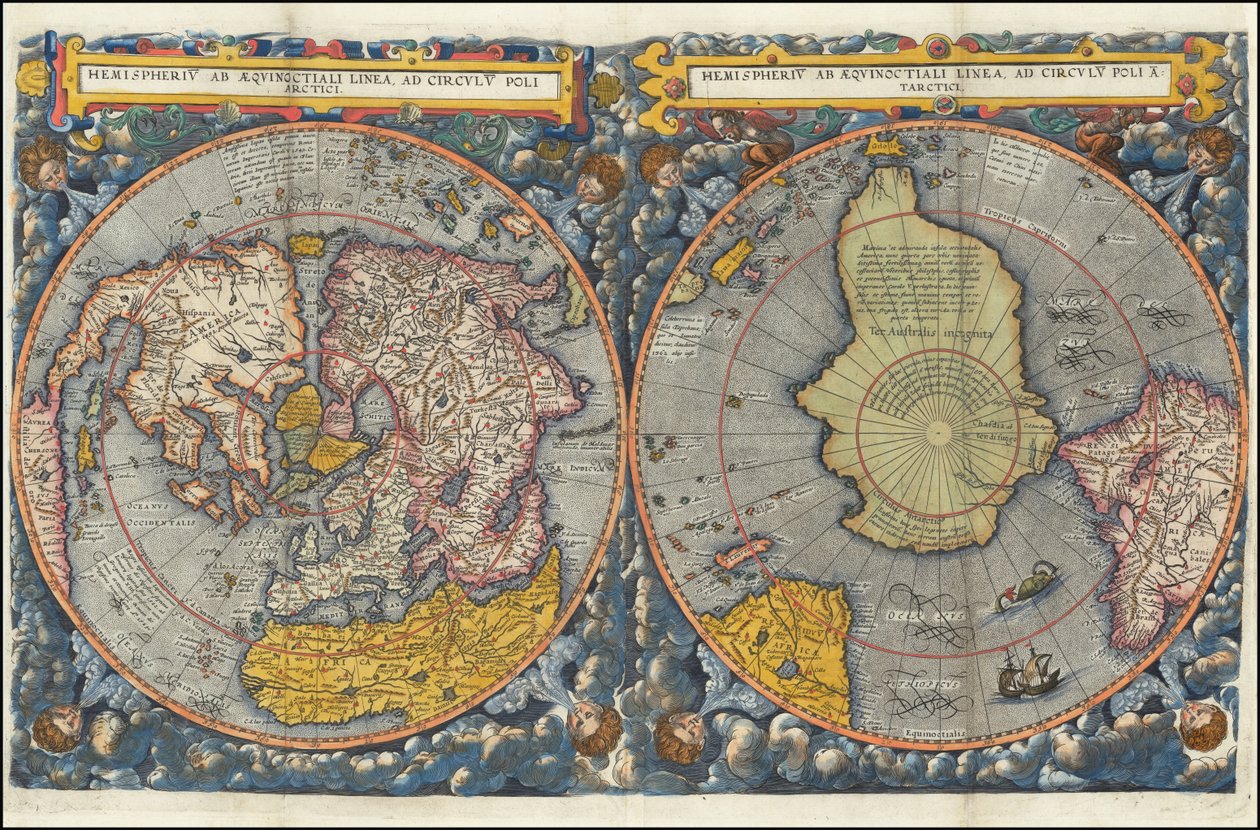 Hemispheriu ab Aequinoctiali Linea, ad Circulu Poli Atarctici - colored de Cornelis de Jode