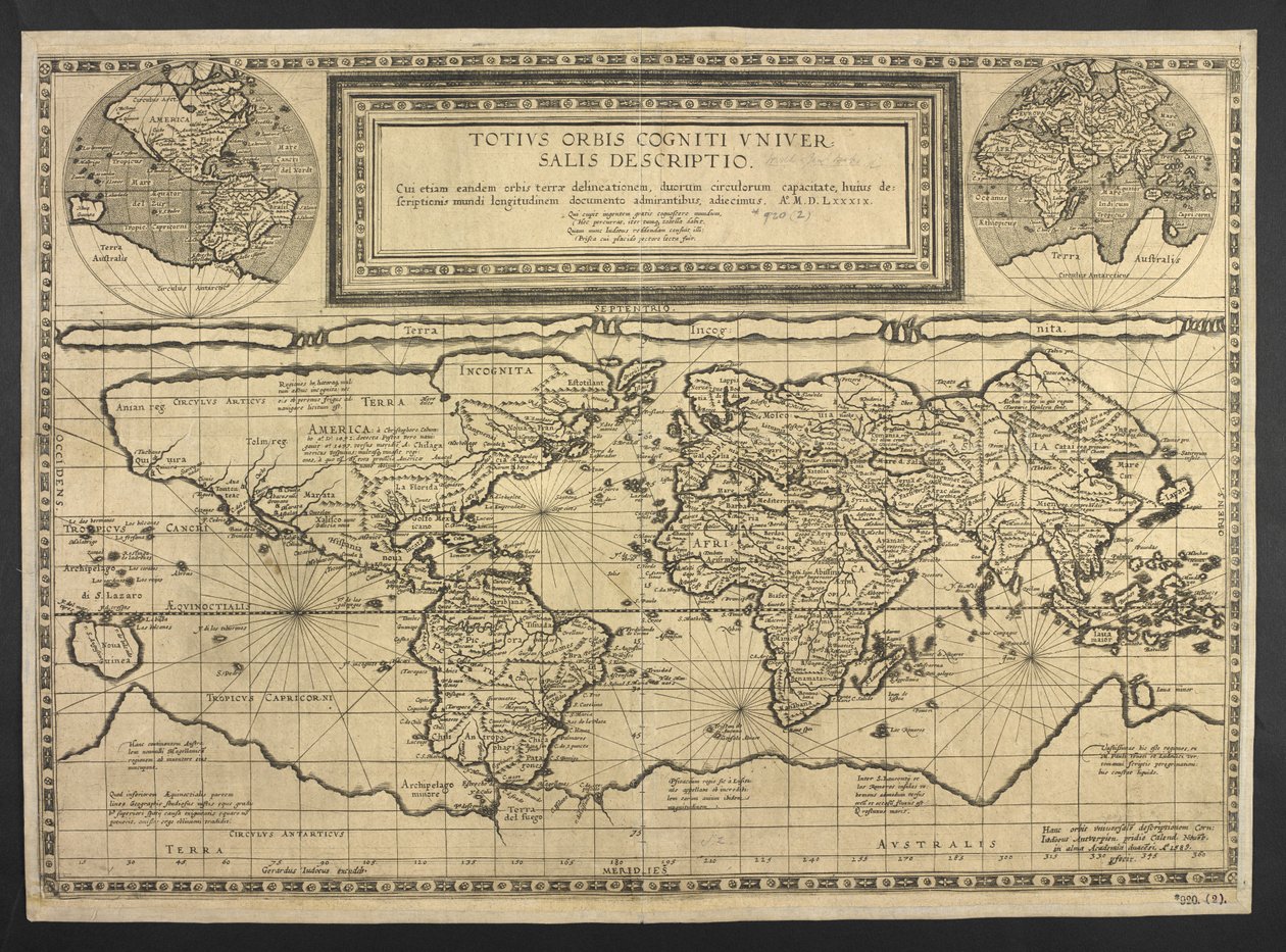 Mapamundi, descripción universal del mundo entero de Cornelis de Jode