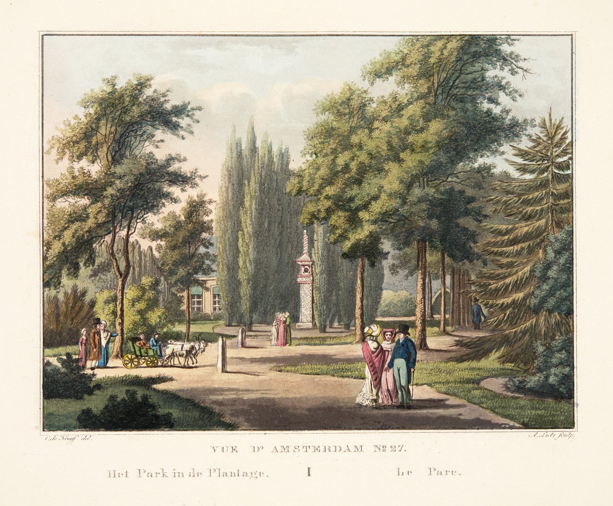 Vista de Ámsterdam No.27. El parque en la Plantage. Le Parc, 1825 de Cornelis de Kruyff
