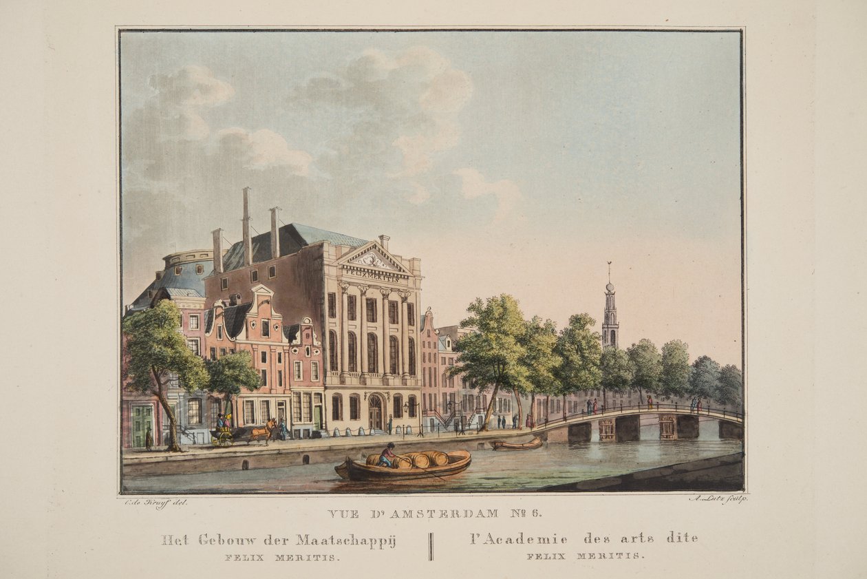 Vista de Ámsterdam No.6. El Edificio de la Sociedad Felix Meritis. La Academia de las Artes llamada Felix Meritis, 1825 de Cornelis de Kruyff