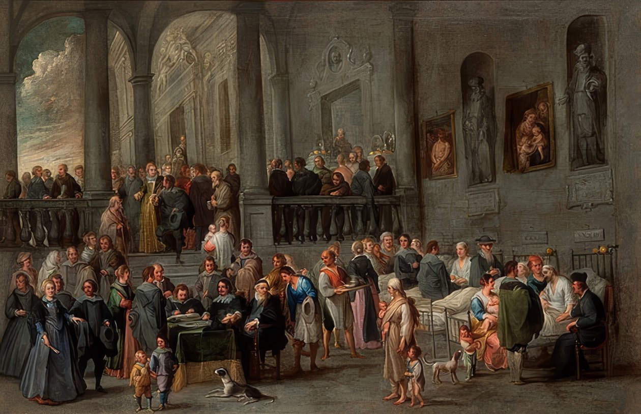 Visita a los enfermos (de un ciclo con las Siete Obras de Misericordia) de Cornelis de Wael