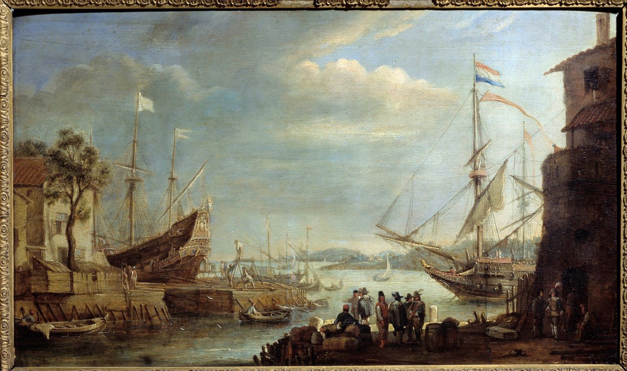 Puerto marítimo en el siglo XVII de Cornelis de Wael