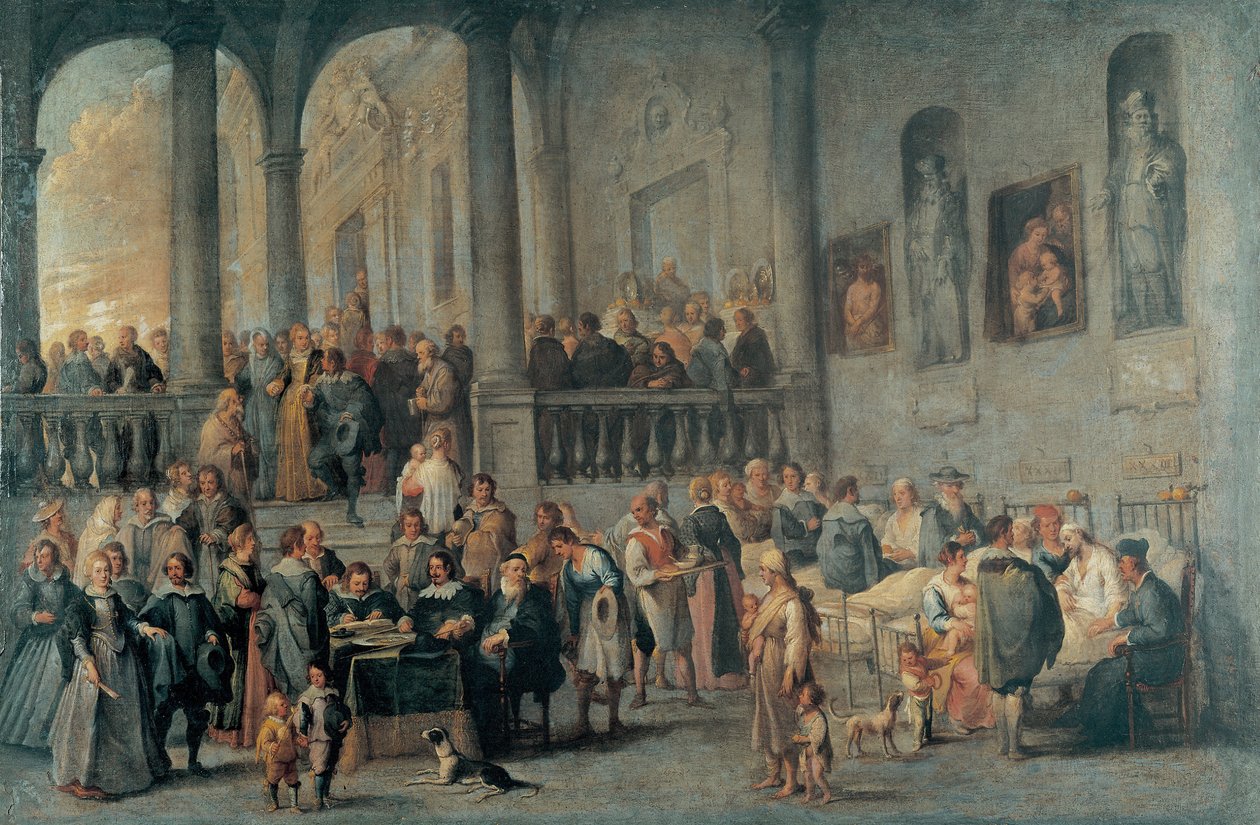 Visitar a los Enfermos de Wael, Cornelis, de (1592-1667). Óleo sobre lienzo, tamaño: 99x152, c. 1640, Museo de Strada Nuova, Génova de Cornelis de Wael