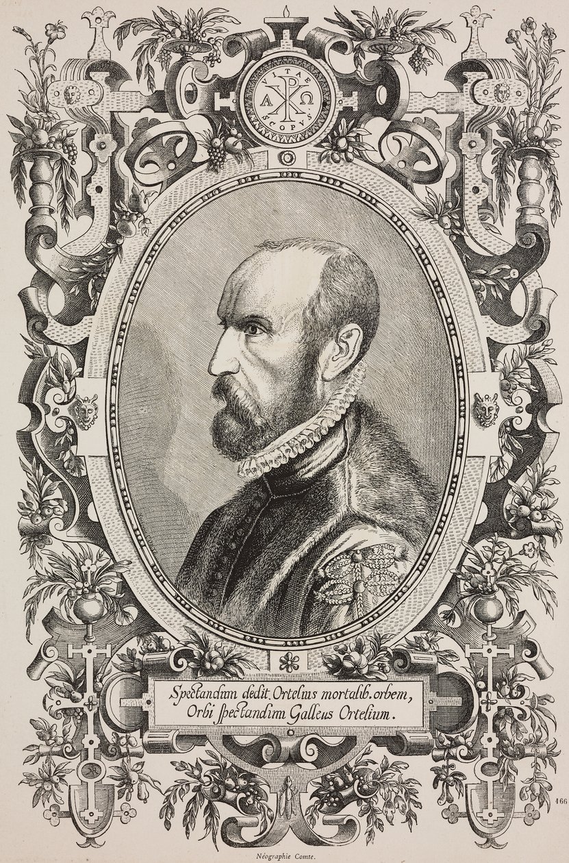Retrato de Abraham Ortelius (1528-1598), grabado de Cornelius Galle el Viejo (1576-1650) de L