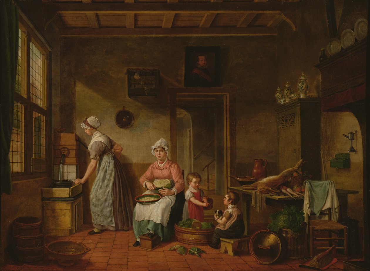 Interior de cocina, 1820 de Cornelis van Cuylenburg