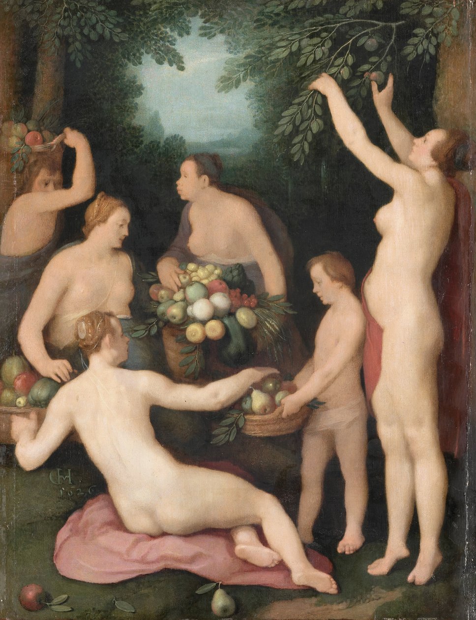 Pomona recibe la cosecha de frutos de Cornelis van Haarlem