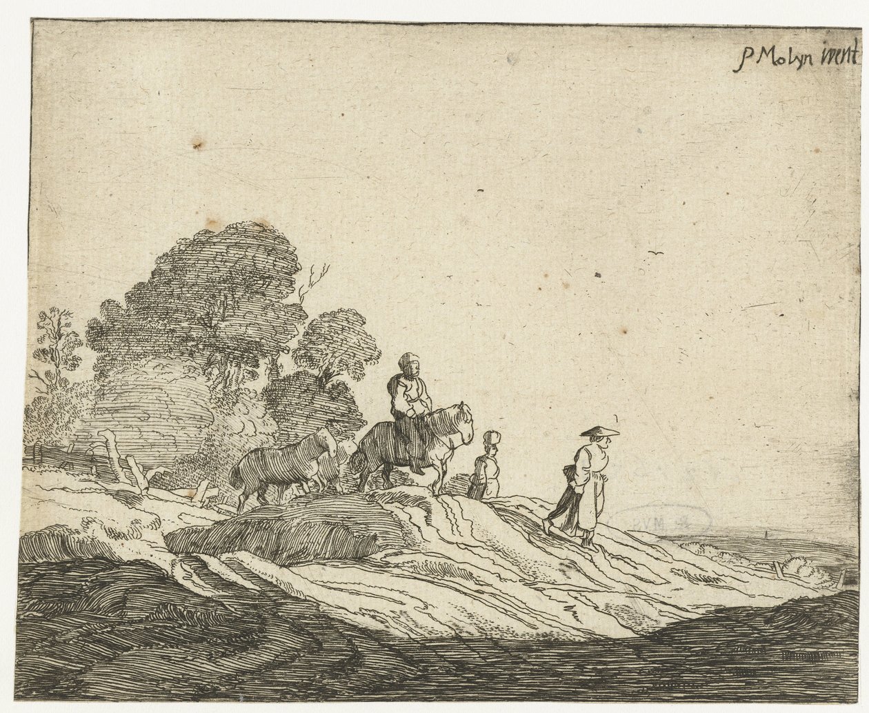 paisaje con caballos Cuatro paisajes (título de la serie) de Cornelis van Kittensteyn (attributed to)