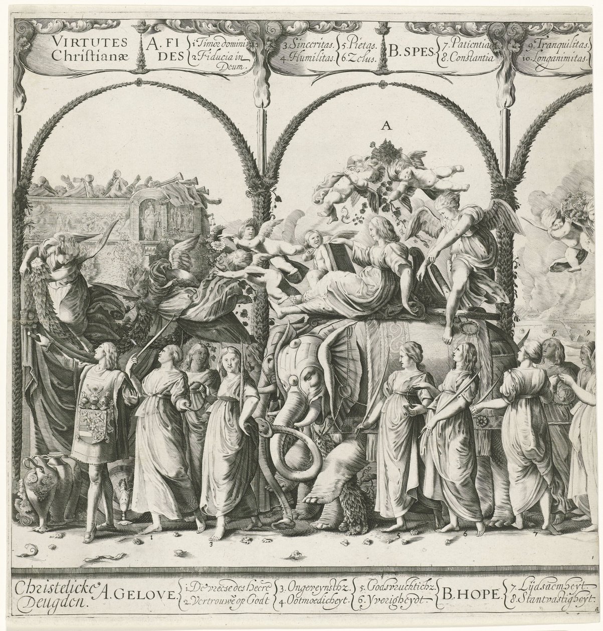 Procesión triunfal de Guillermo de Orange, placa a Currus Trumpalis Illustris / Procesión triunfal de Guillermo de Orange (título de la serie) de Cornelis van Kittensteyn