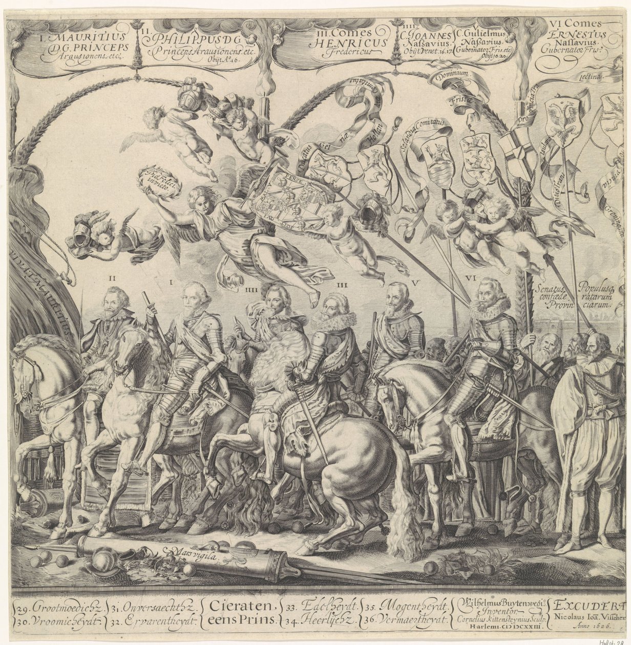 Procesión triunfal de Guillermo de Orange, placa derecha de Cornelis van Kittensteyn