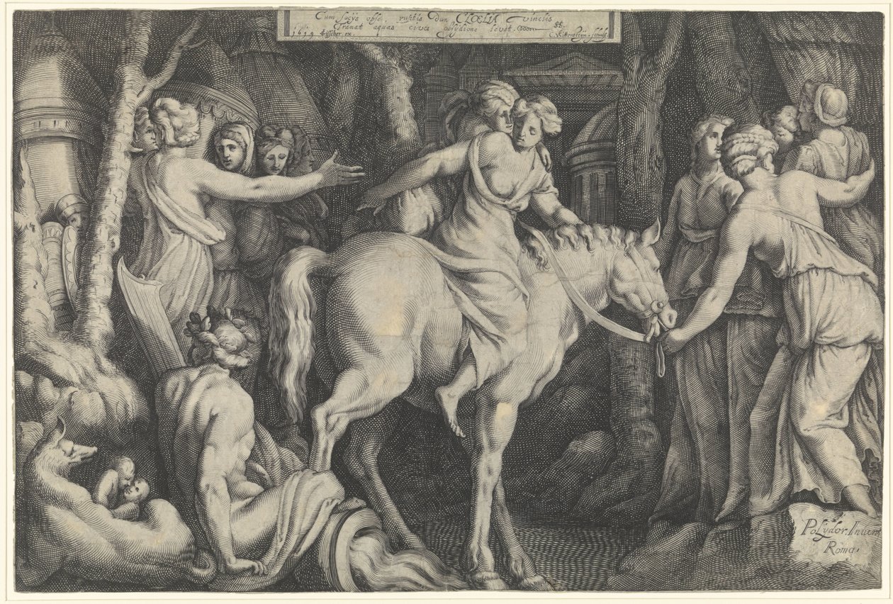 Vuelo de Cloelia sobre el Tíber Cloelia (título sobre objeto) de Cornelis van Kittensteyn