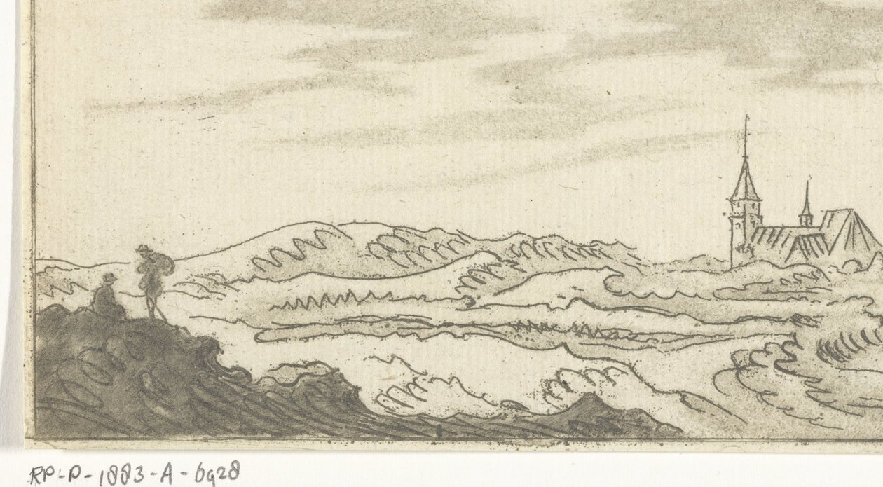 Paisaje de dunas con iglesia de Cornelis van Noorde