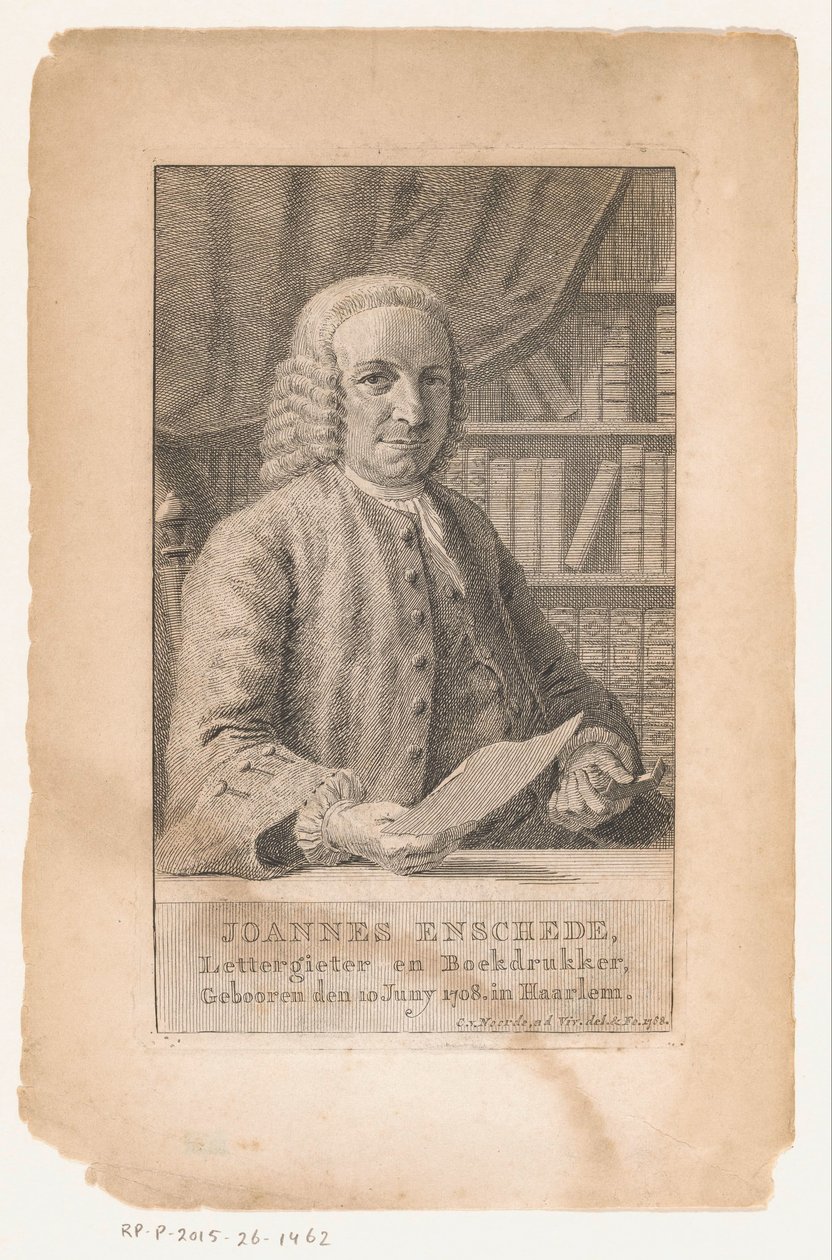 Retrato de Johannes Enschedé Joannes Enschede, tipógrafo e impresor de libros (título del objeto) de Cornelis van Noorde