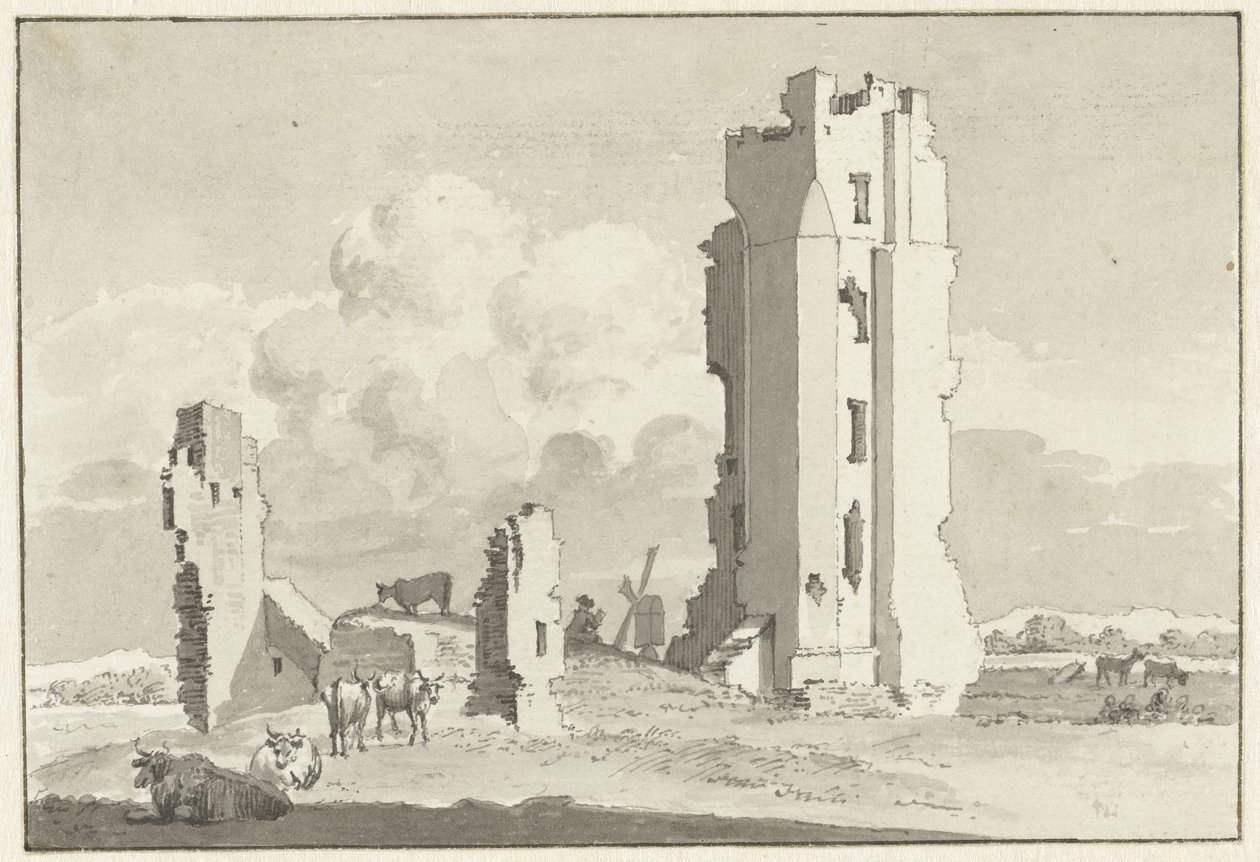 Ruinas de la casa en Kleve cerca de Haarlem de Cornelis van Noorde