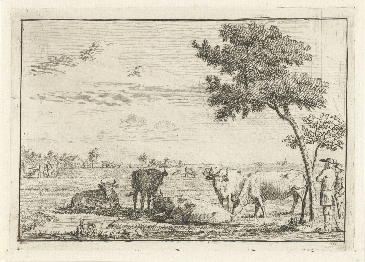 Cinco vacas en un prado de Cornelis van Noorde