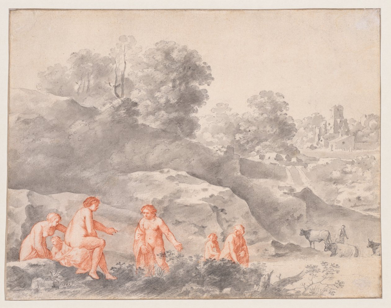 Desnudos en un paisaje (posiblemente Diana y Calisto) de Cornelis van Poelenburch