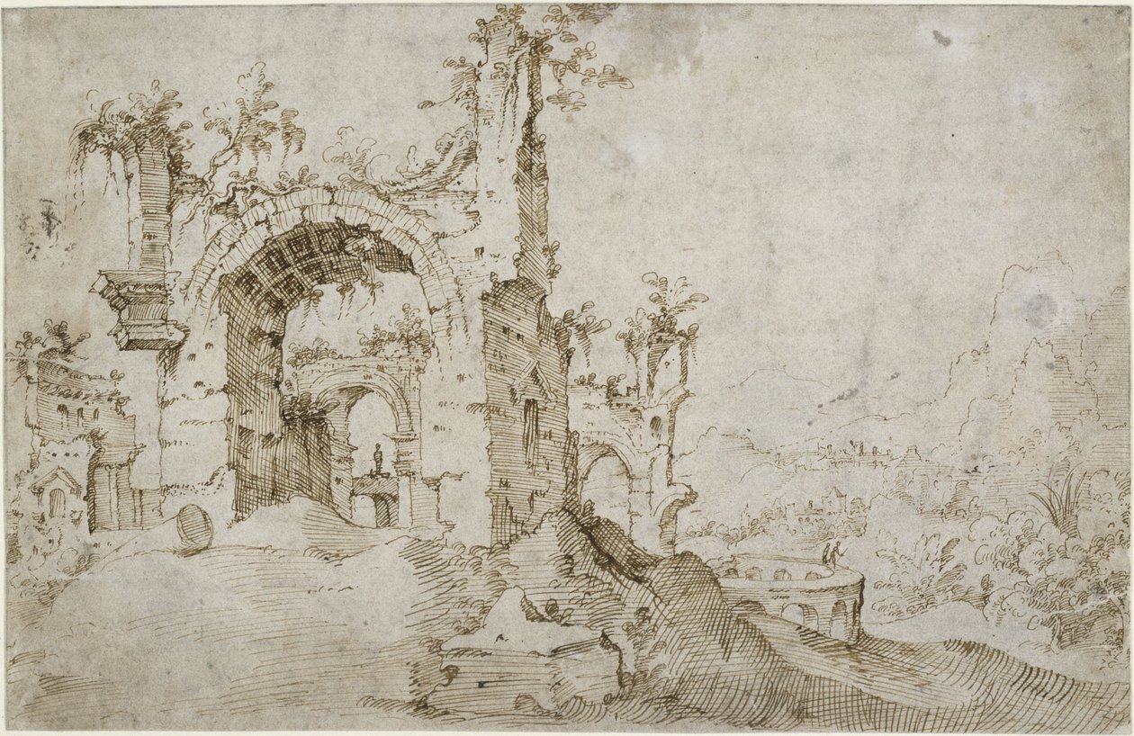 Paisaje con ruinas de Cornelis van Poelenburch