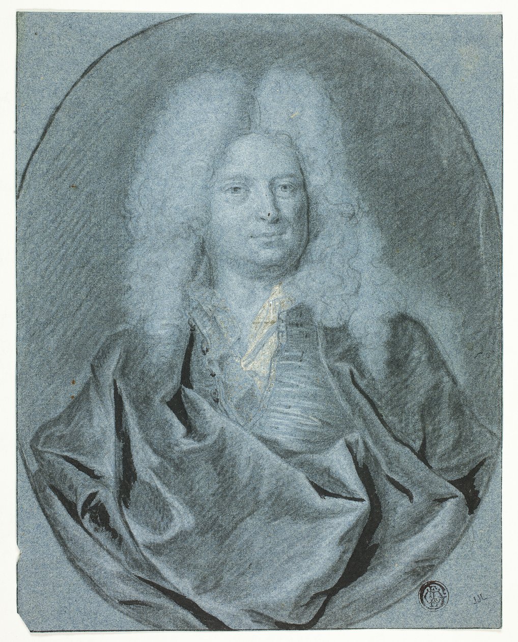Retrato Busto de hombre con peluca blanca de Cornelis van Poelenburgh