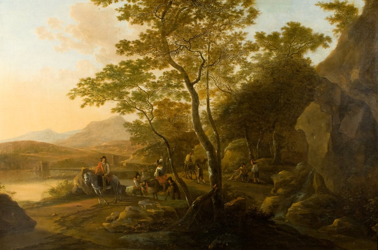 Paisaje con figuras, c.1655-1710 (óleo sobre lienzo) de Cornelis van Swanenburgh