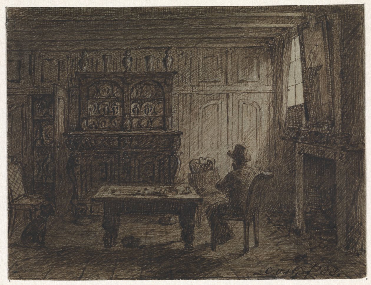 Hombre sentado en una habitación de Cornelis van der Griendt
