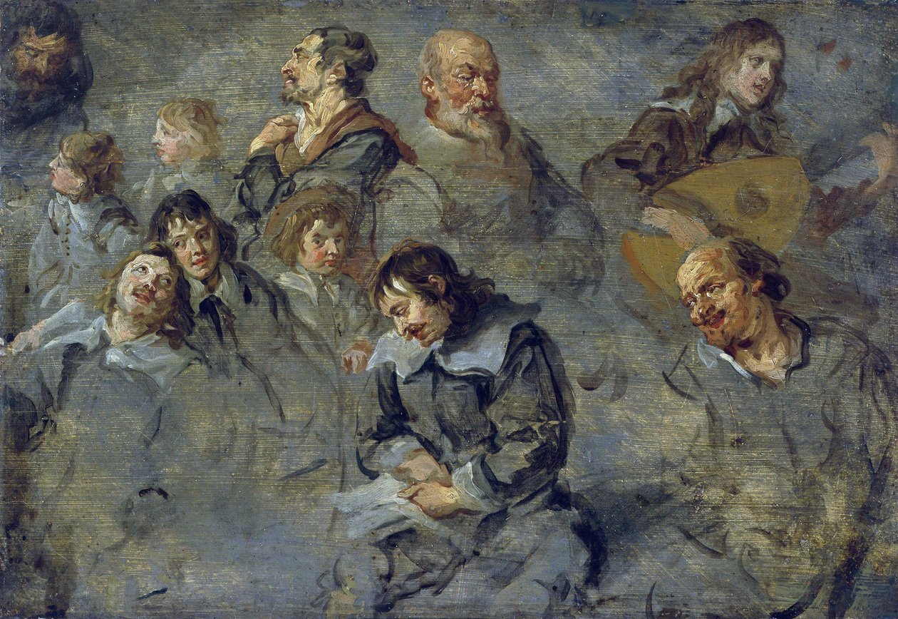 Estudios de cabezas masculinas por Schut, Cornelis (1597-1655) de Cornelius I Schut