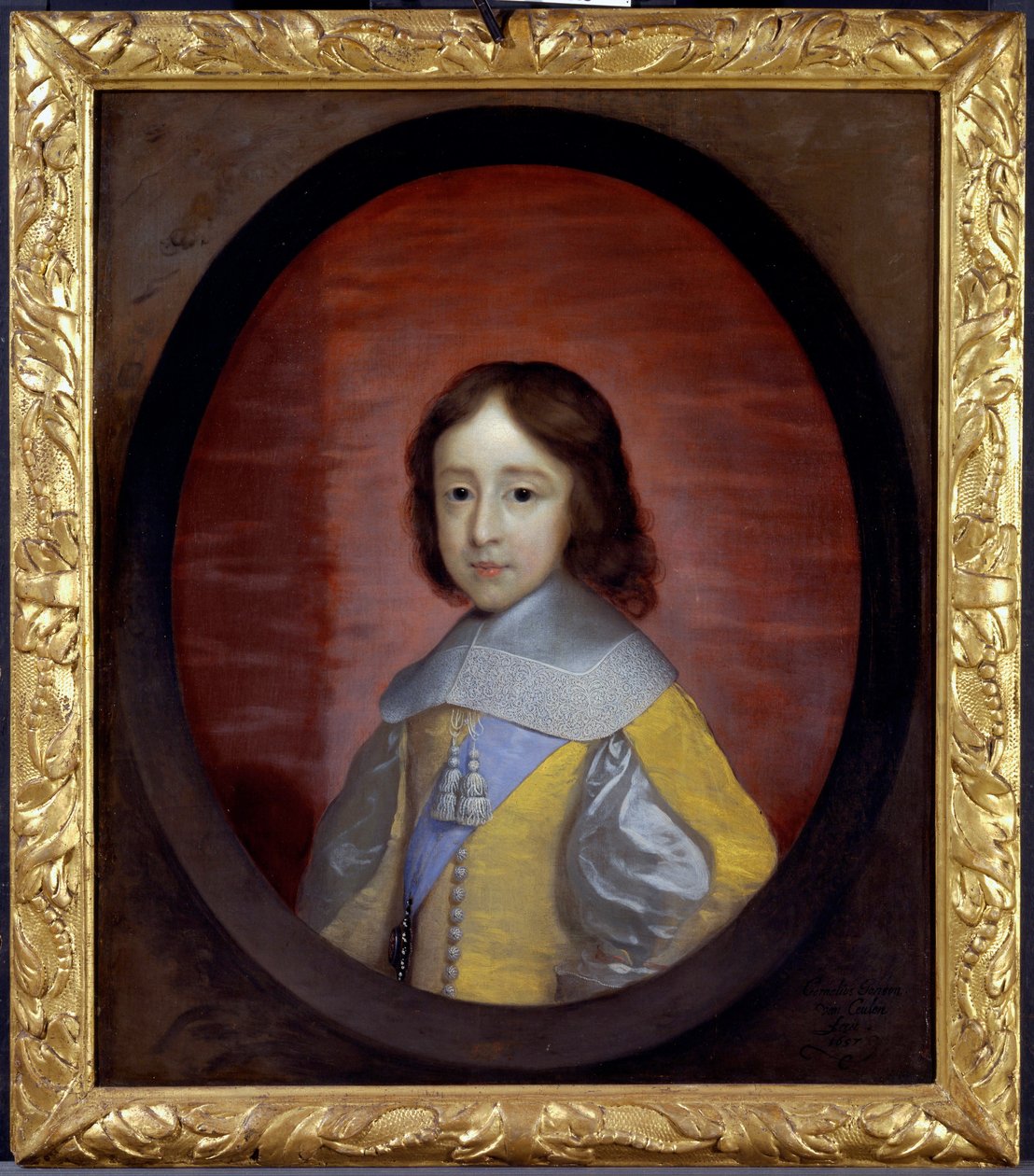 Retrato de Guillermo III de Orange Nassau (1650-1702) (Guillermo III de Inglaterra), niño (Guillermo III, Príncipe de Orange, de niño) - Pintura de Cornelis Janssens van Ceulen (1593-1661), óleo sobre madera de Cornelius Janssen van Ceulen