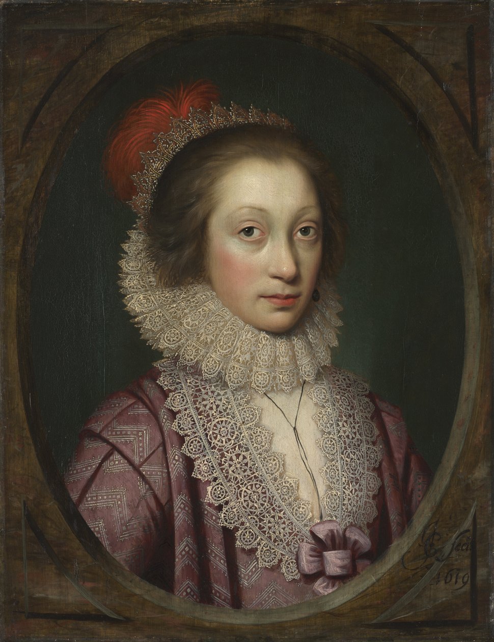Retrato de una mujer, posiblemente Elizabeth Boothby, 1619 de Cornelius Janssen van Ceulen