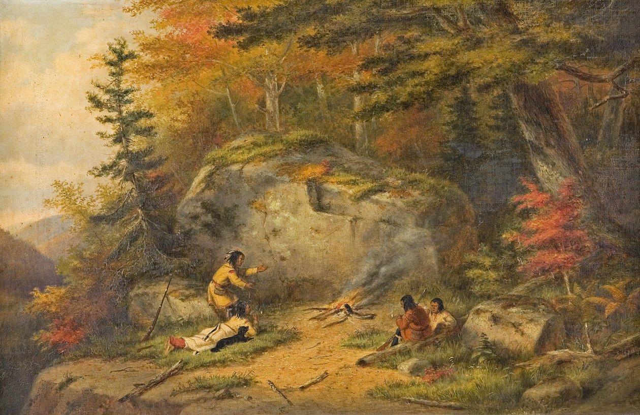 Otoño en el oeste de Canadá, indios chippeway", óleo de Cornelius Krieghoff, 1865. de Cornelius Krieghoff