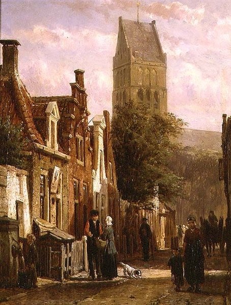 Escena callejera en Bolsward de Cornelius Springer