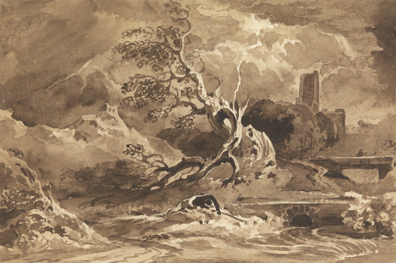 Un árbol alcanzado por un rayo de Cornelius Varley
