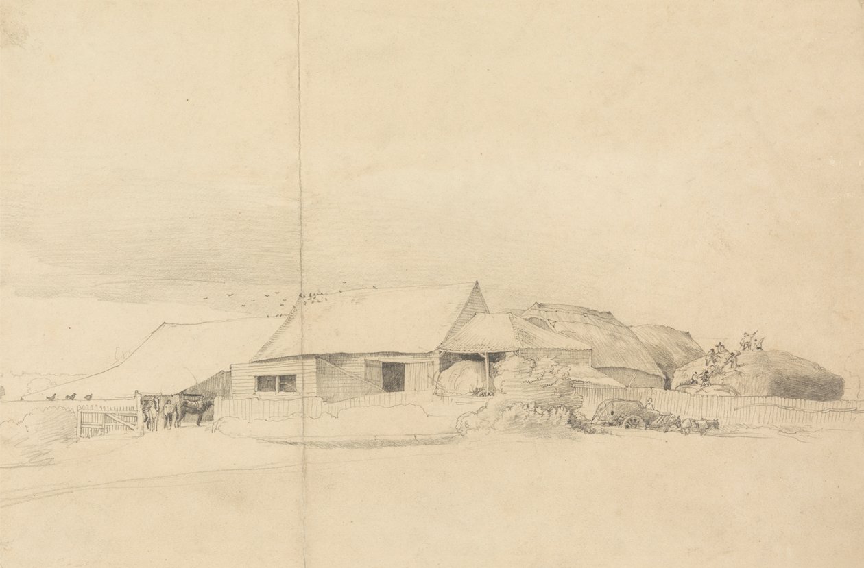 Edificios agrícolas con apiladoras de Cornelius Varley