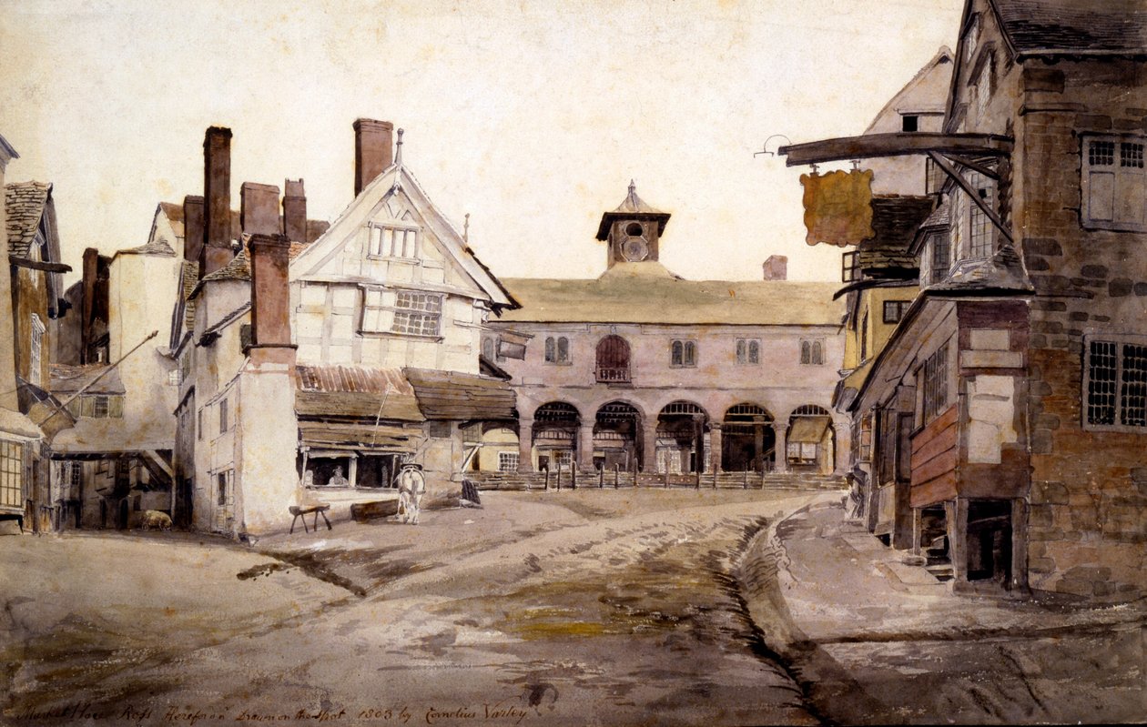 La plaza del mercado, Ross, Hertfordshire de Cornelius Varley