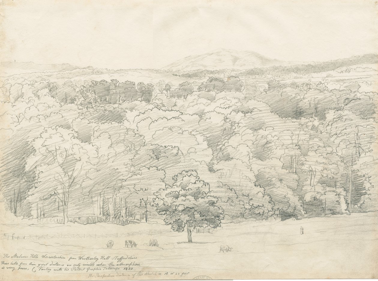 Wrottesley Hall - Vista de las Colinas Malvern de Cornelius Varley