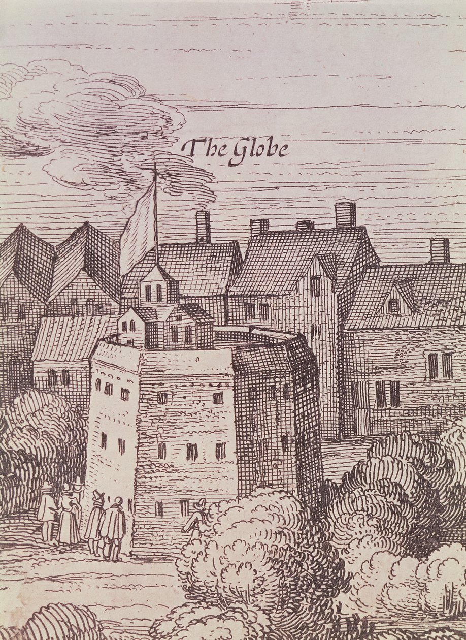 The Globe Theatre, detalle de un grabado de Cornelius de Visscher