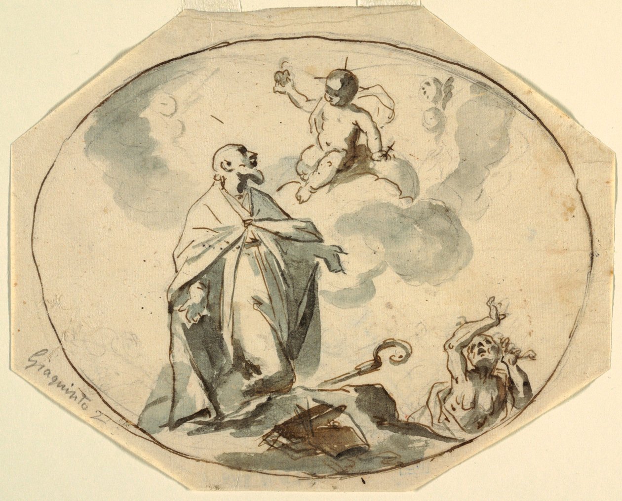 Obispo santo adorando al niño Jesús de Corrado Giaquinto