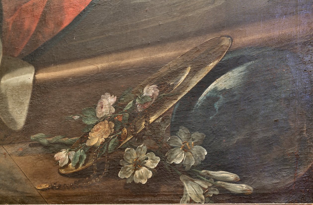 Iglesia de los SS Salvatore, interior, Altar del Rosario, Nuestra Señora del Rosario, Lienzo de Corrado Giaquinto (1703-1766), detalle, Poggiardo, Lecce, Apulia (foto) de Corrado Giaquinto