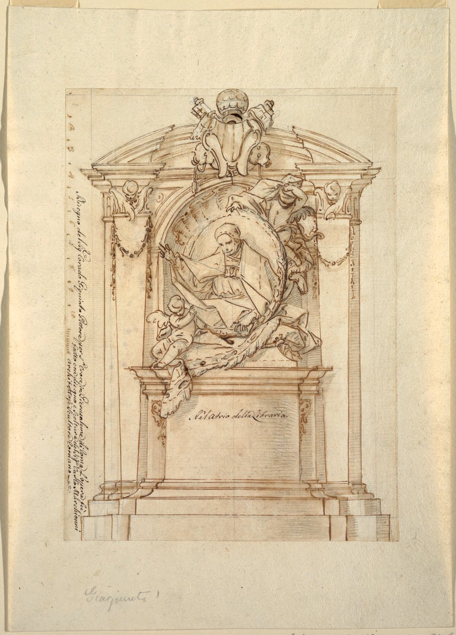 Dibujo, Diseño para un monumento, hacia 1750 de Corrado Giaquinto