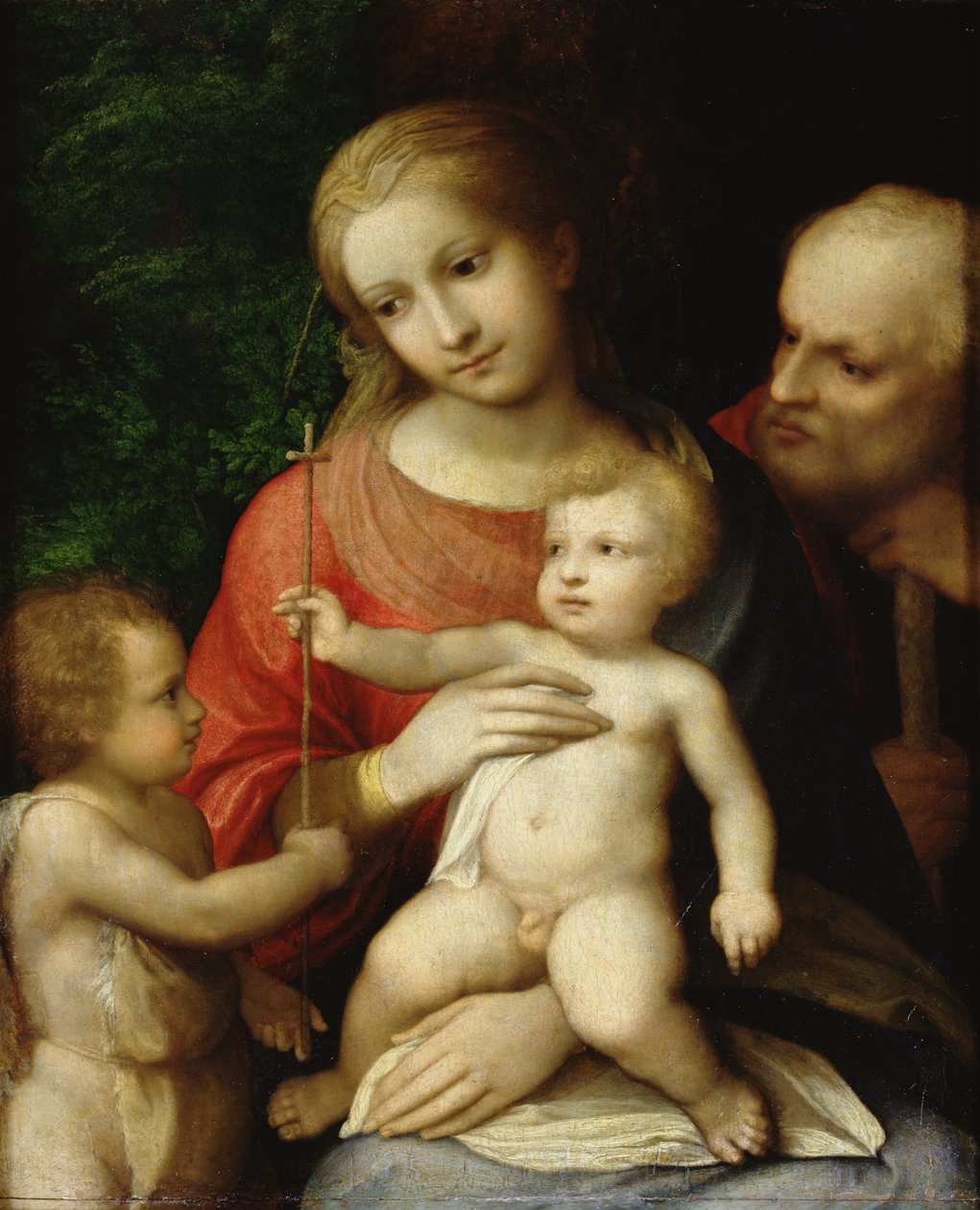 La Virgen y el Niño rodeados por San Juan Bautista y San José, 1517 de Antonio da Correggio
