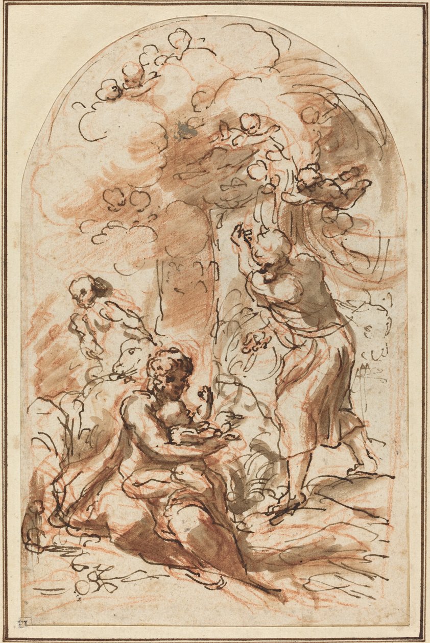 Estudio para la "Madonna della Scodella" [recto] de Correggio