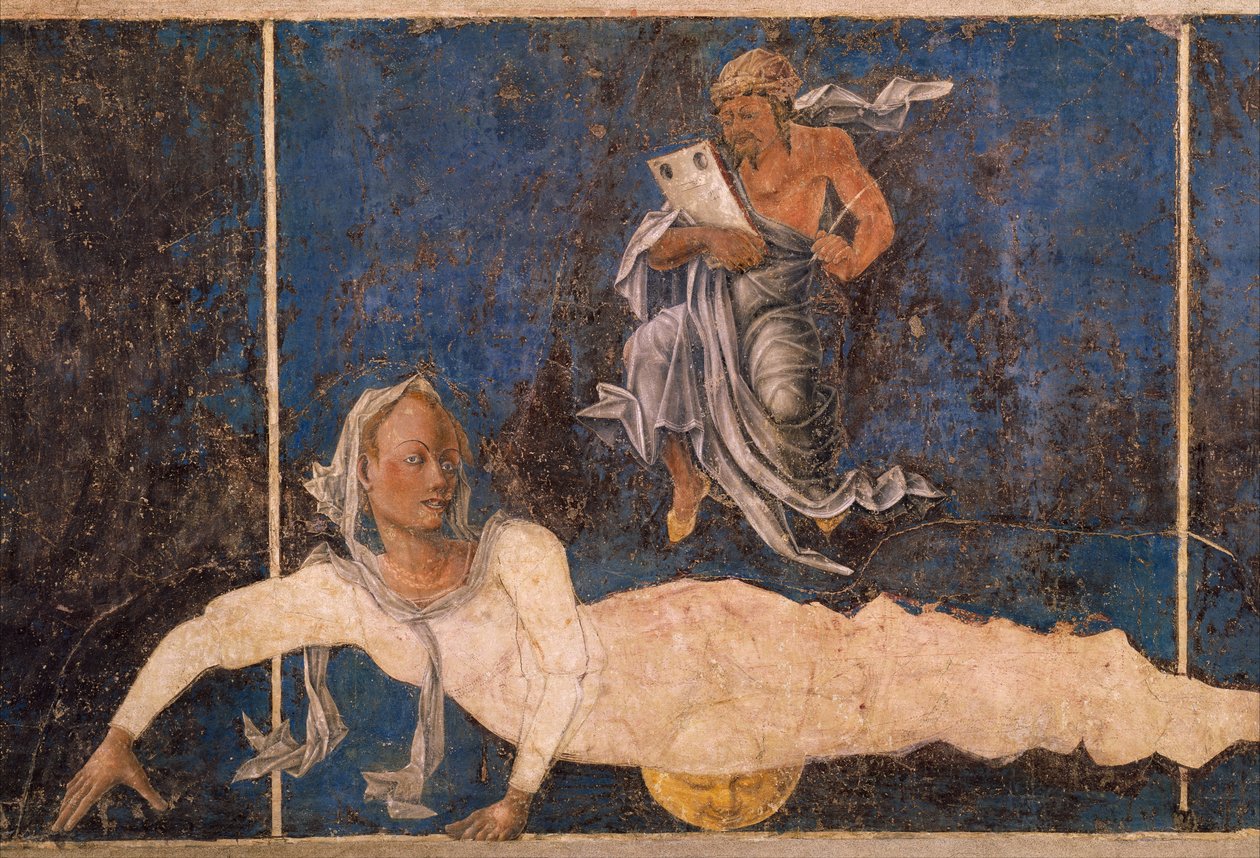 Virgo con decano, escena del mes de agosto, hacia 1470, atribuida a Cosimo Tura de Cosimo (attr. to) Tura