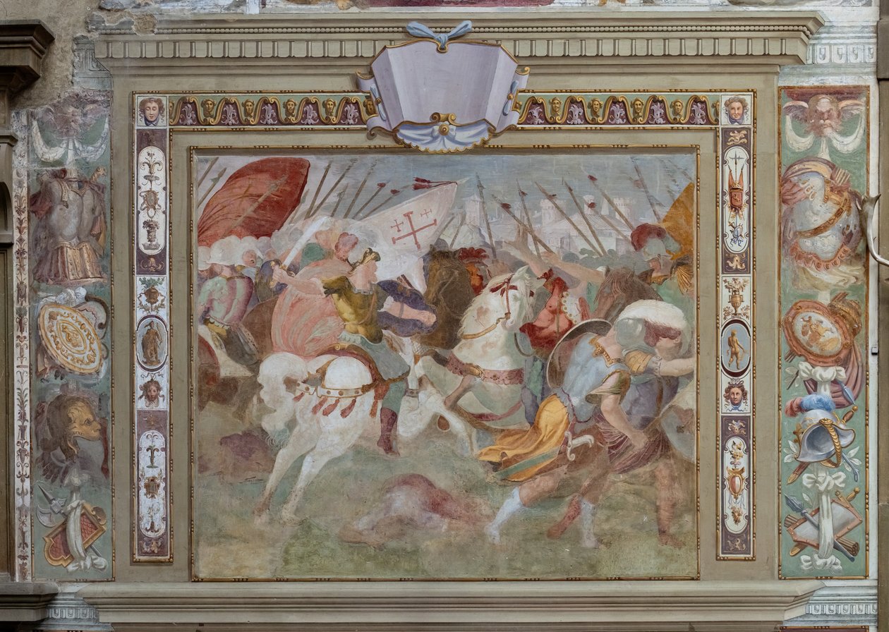 Escena de batalla, de las Actas de Godofredo de Bouillon en la toma de Jerusalén, c.1589-94 (fresco) de Cosimo Daddi