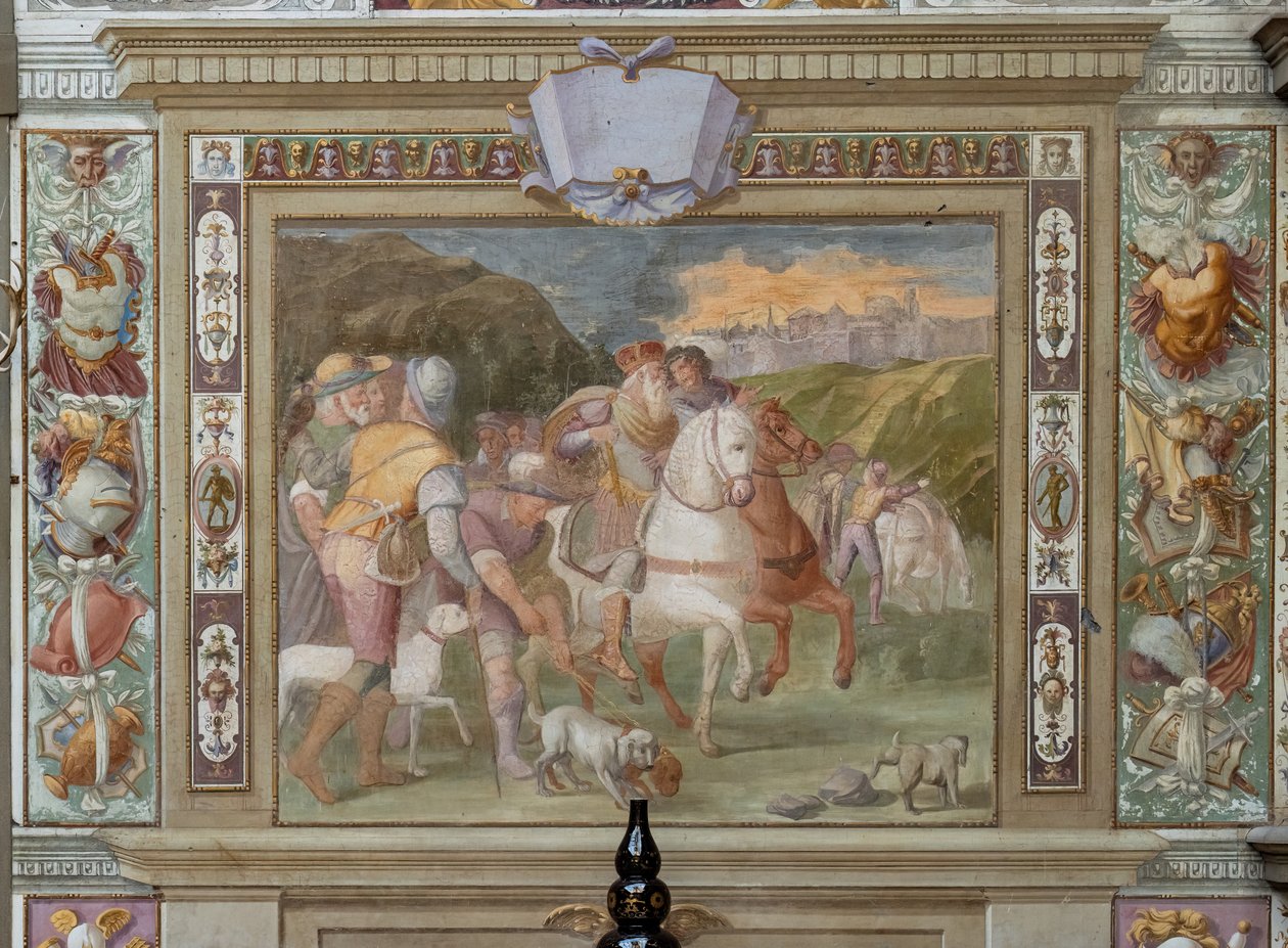 Escena de caza, de las Escrituras de Godofredo de Bouillon, c.1589-94 (fresco) de Cosimo Daddi