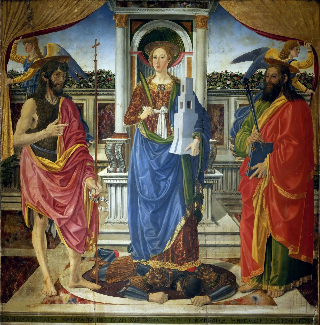 Santa Bárbara con los santos Juan Bautista y Mateo, ca. 1470 de Cosimo di Lorenzo Rosselli