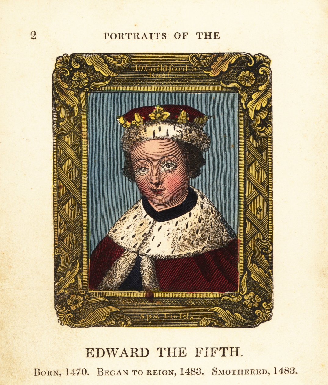 Retrato del rey Eduardo V de Inglaterra, nacido en 1470, comenzó a reinar en 1483 y fue asfixiado en 1483 de Cosmo Armstrong