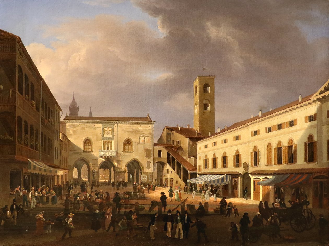 Vista de la Piazza Grande de Bérgamo de Costantino Rosa